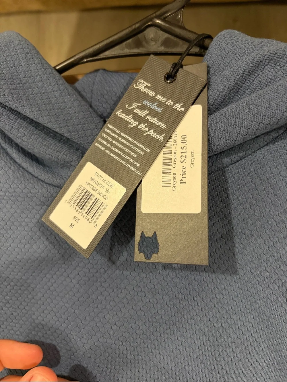 Greyson Slate Blue Hooded Performance Pullover Jacket